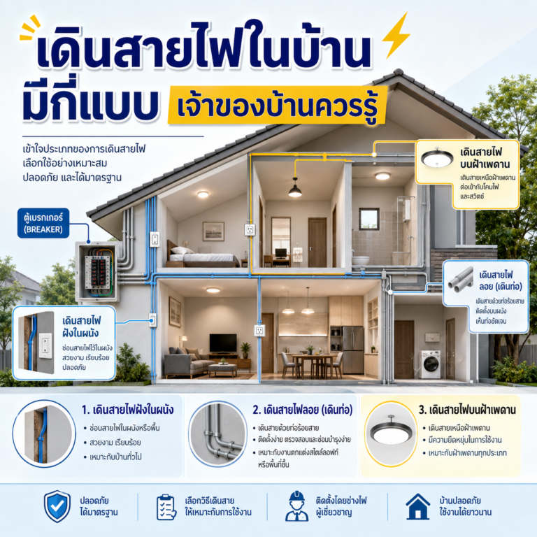 เดินสายไฟในบ้านมีกี่แบบ เจ้าของบ้านควรรู้
