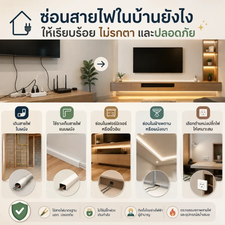 ซ่อนสายไฟในบ้านยังไงให้เรียบร้อย ไม่รกตาและปลอดภัย