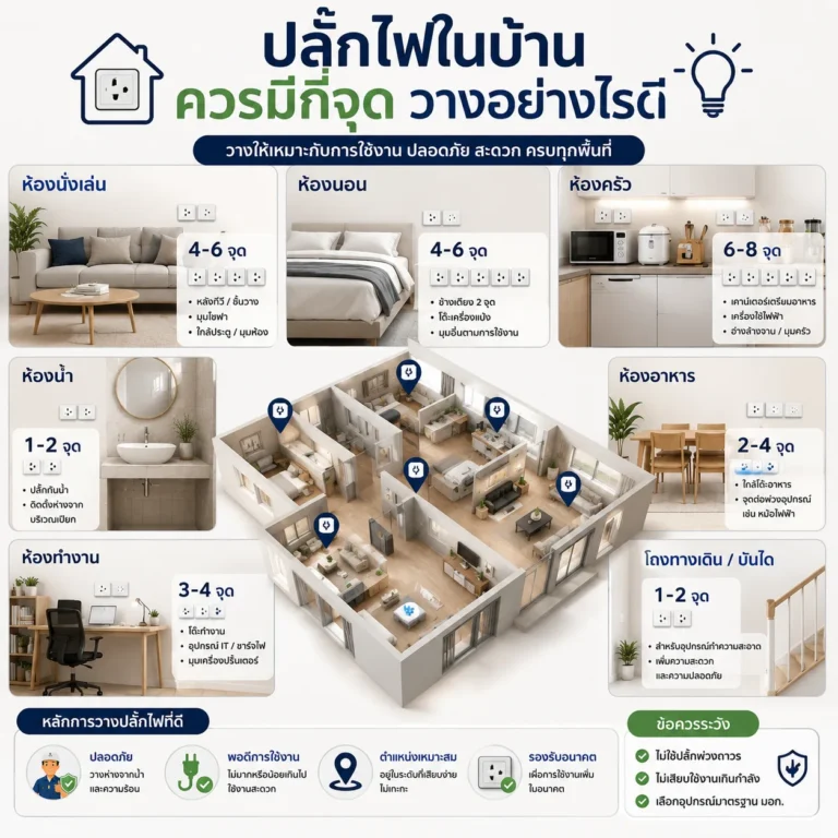 ปลั๊กไฟในบ้านควรมีกี่จุด วางอย่างไรดี