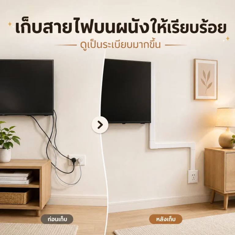 วิธีเก็บสายไฟบนผนังให้เรียบร้อยและดูเป็นระเบียบ
