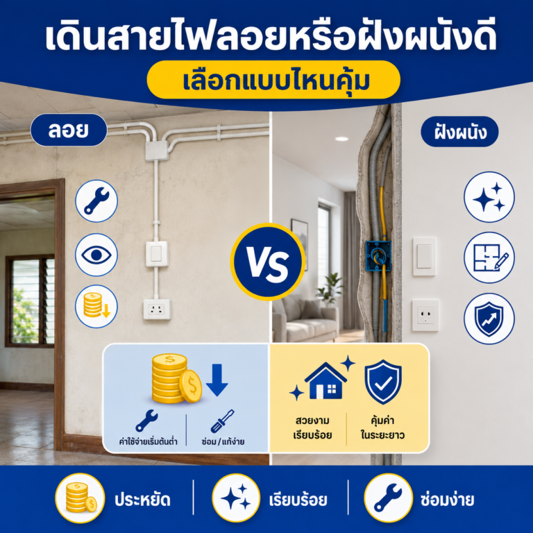 เดินสายไฟลอยหรือฝังผนังดี เลือกแบบไหนคุ้ม