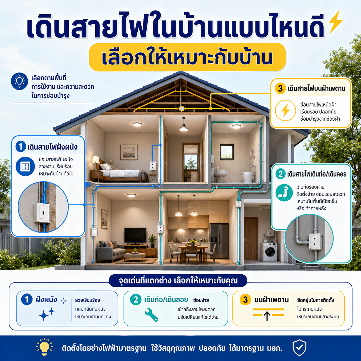 เดินสายไฟในบ้านแบบไหนดี เลือกให้เหมาะกับบ้าน