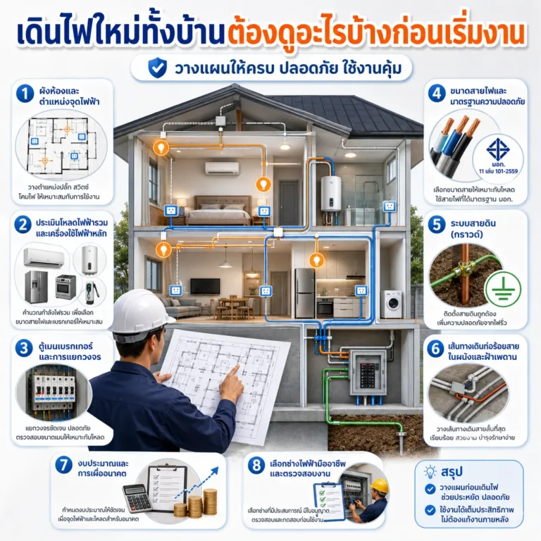 เดินไฟใหม่ทั้งบ้านต้องดูอะไรบ้างก่อนเริ่มงาน