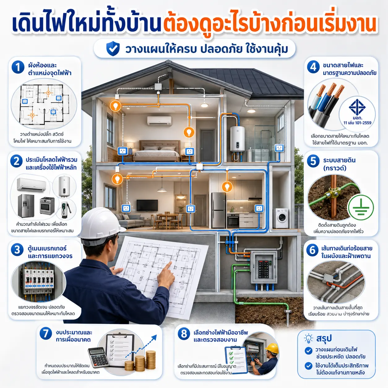 เดินไฟใหม่ทั้งบ้านต้องดูอะไรบ้างก่อนเริ่มงาน