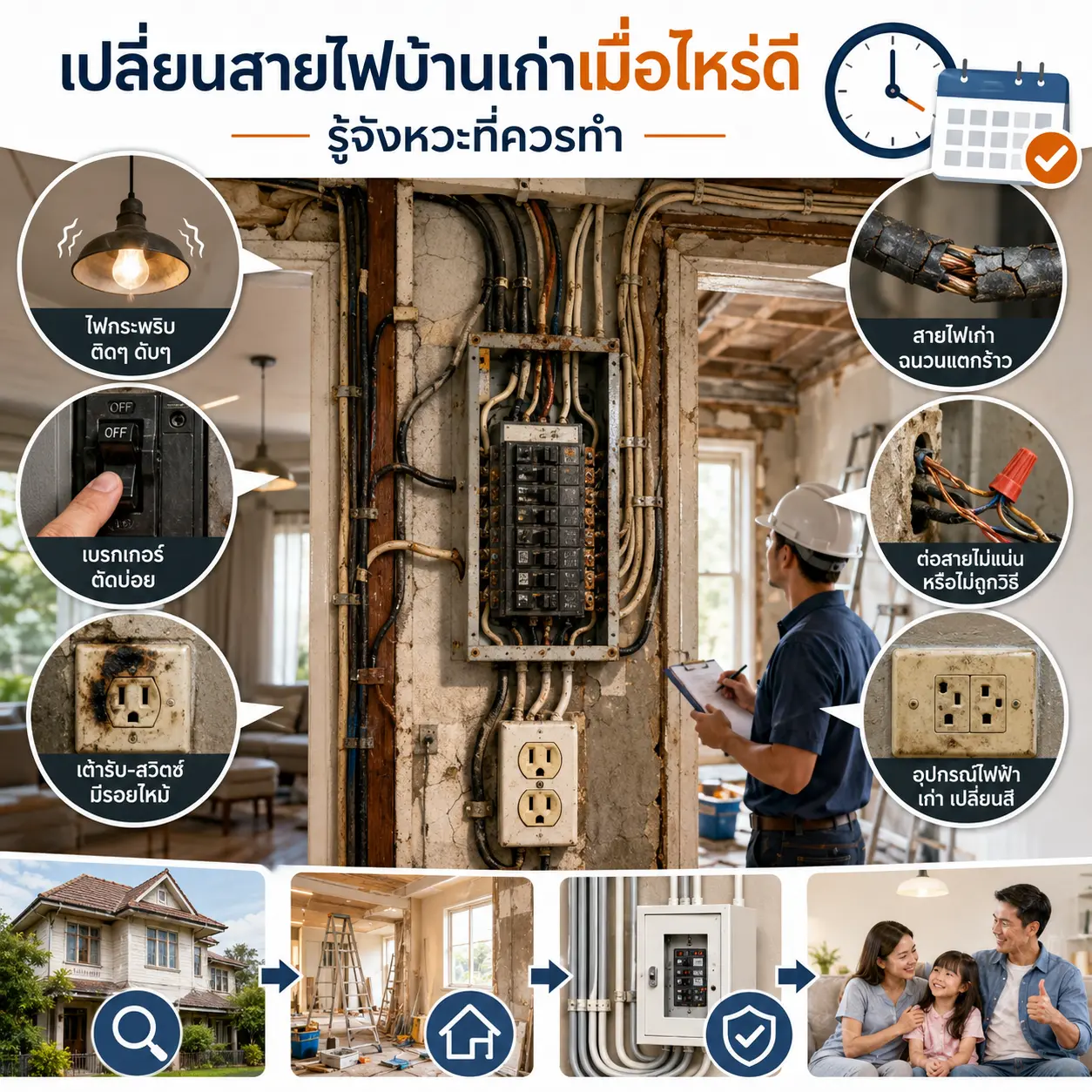 เปลี่ยนสายไฟบ้านเก่าเมื่อไหร่ดี รู้จังหวะที่ควรทำ
