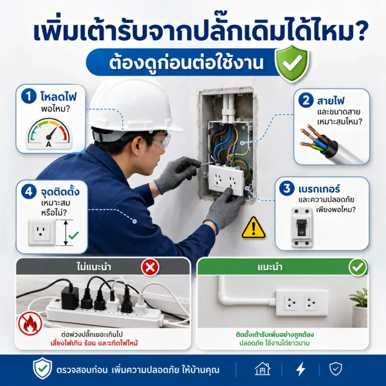 เพิ่มเต้ารับจากปลั๊กเดิมได้ไหม ต้องดูอะไร